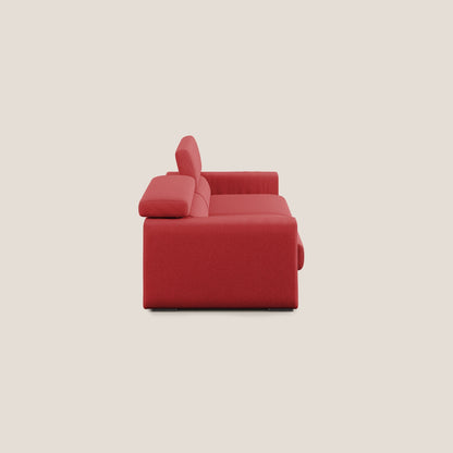 Dylan divano allungabile con pouf estraibile poggiapiedi in tessuto simil cotone impermeabile T13 rosso