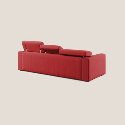 Dylan divano angolare con pouf estraibile poggiapiedi in tessuto simil cotone impermeabile T13 rosso