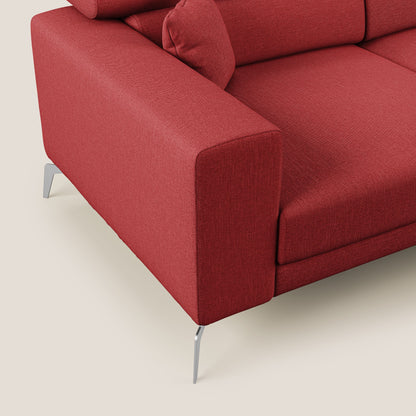 Blade Divano moderno angolare con poggiatesta reclinabili in tessuto impermeabile simil-cotone T13 rosso
