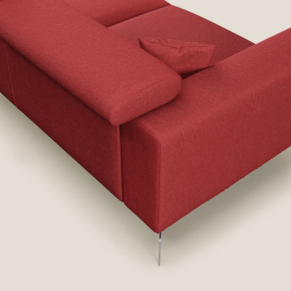 Blade Divano moderno angolare con poggiatesta reclinabili in tessuto impermeabile simil-cotone T13 rosso