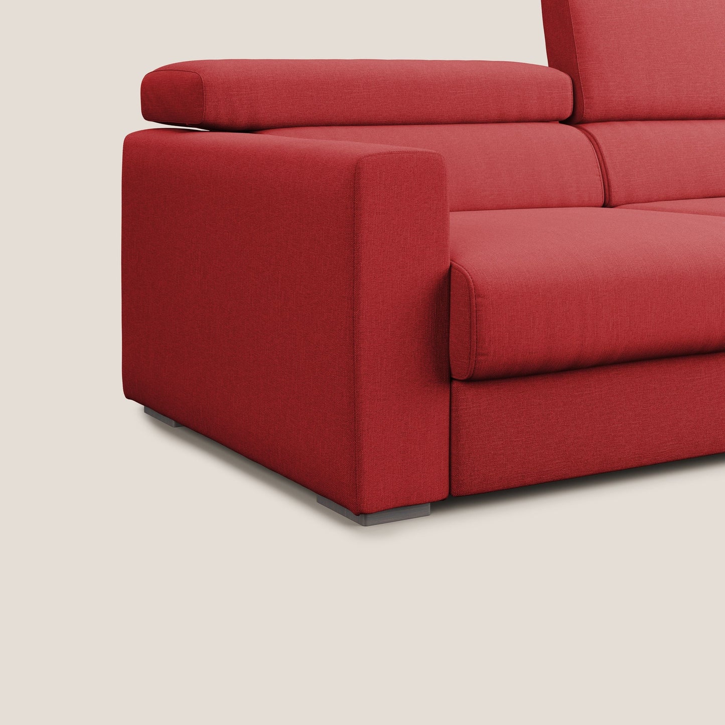 Dylan divano allungabile con pouf estraibile poggiapiedi in tessuto simil cotone impermeabile T13 rosso