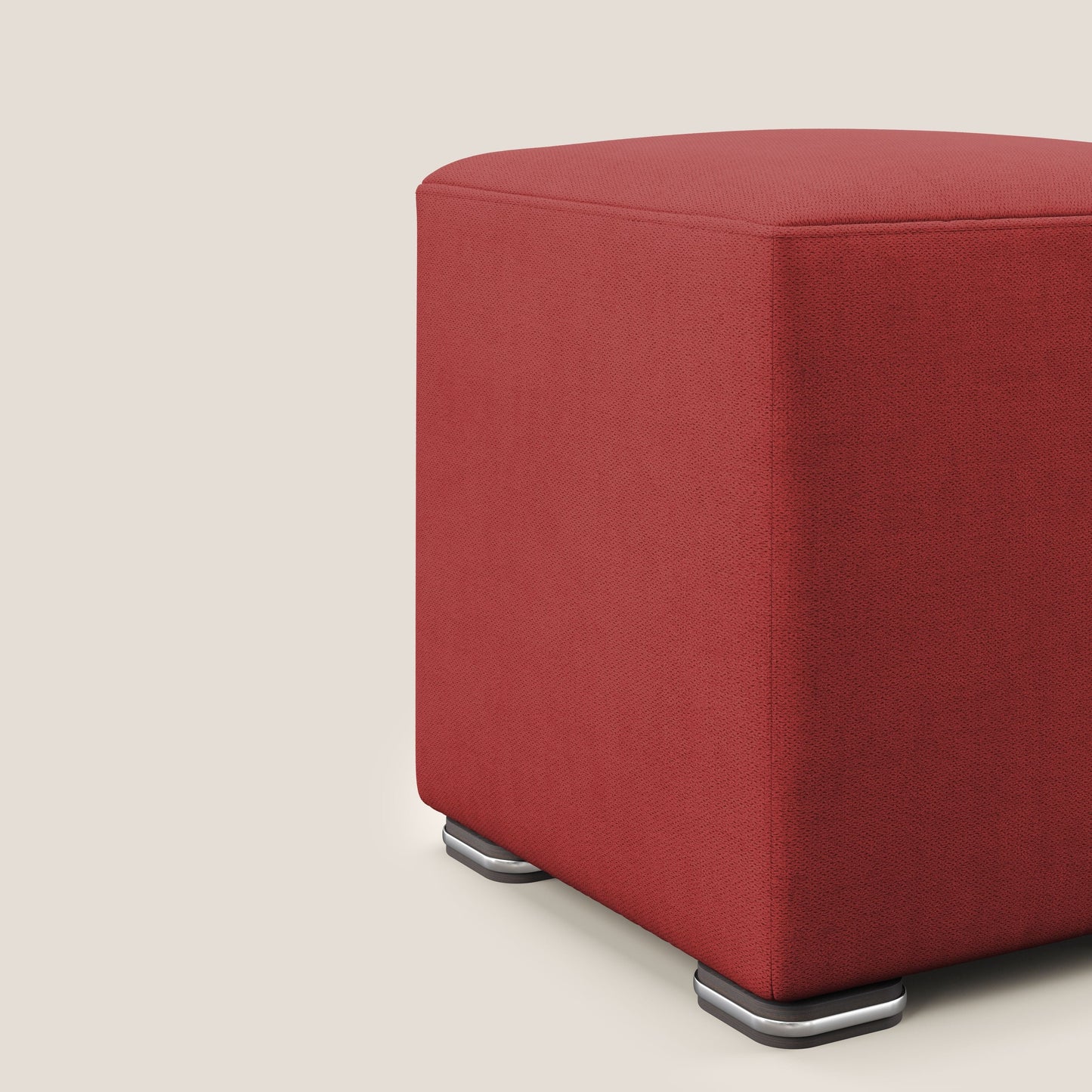 Pouf cubo in tessuto morbido impermeabile T02 rosso