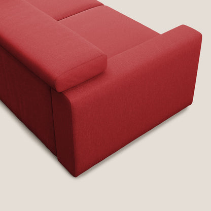 Dylan divano allungabile con pouf estraibile poggiapiedi in tessuto simil cotone impermeabile T13 rosso