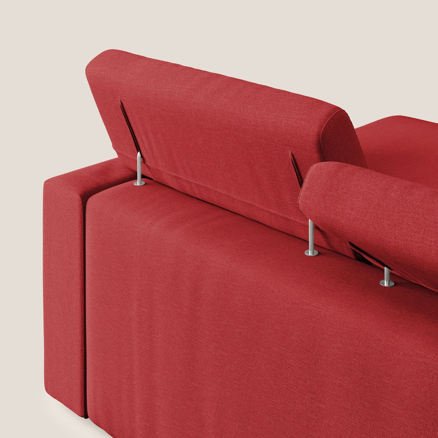 Dylan divano angolare con pouf estraibile poggiapiedi in tessuto simil cotone impermeabile T13 rosso