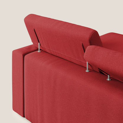 Dylan divano angolare con pouf estraibile poggiapiedi in tessuto simil cotone impermeabile T13 rosso