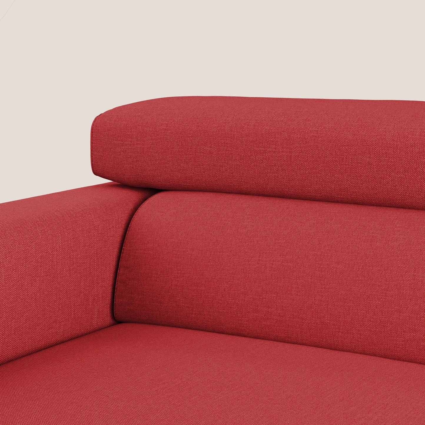 Dylan divano allungabile con pouf estraibile poggiapiedi in tessuto simil cotone impermeabile T13 rosso
