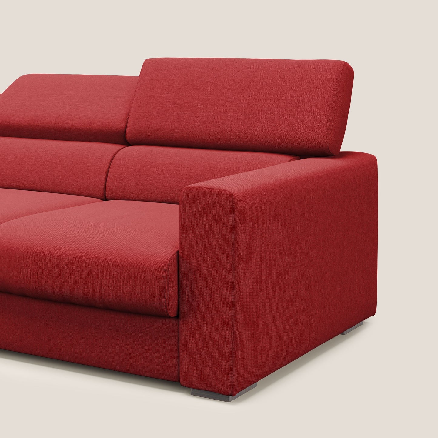 Dylan divano a 3 sedute con pouf estraibile poggiapiedi in tessuto simil cotone impermeabile T13 rosso