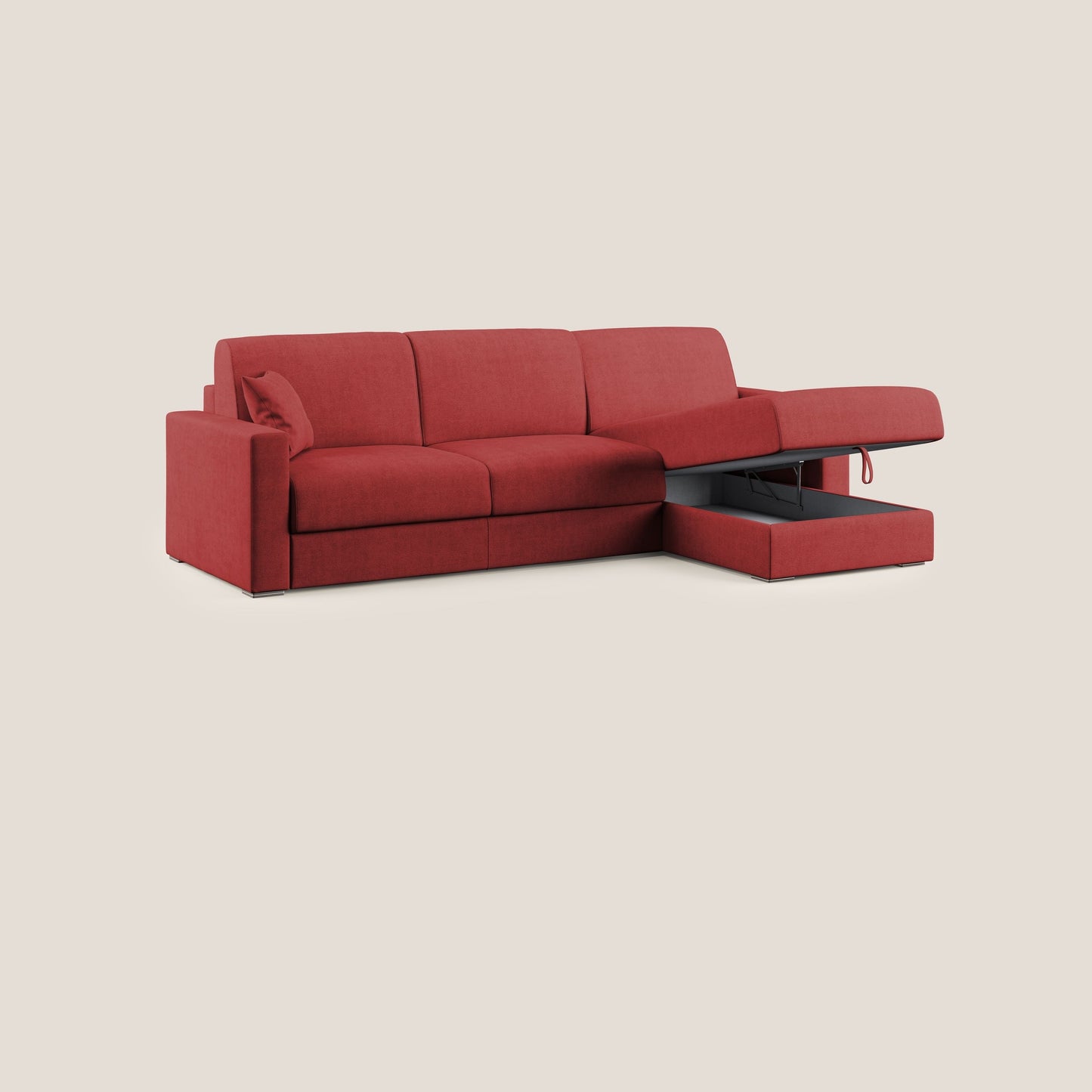 Best Divano letto angolare in tessuto impermeabile T02 rosso