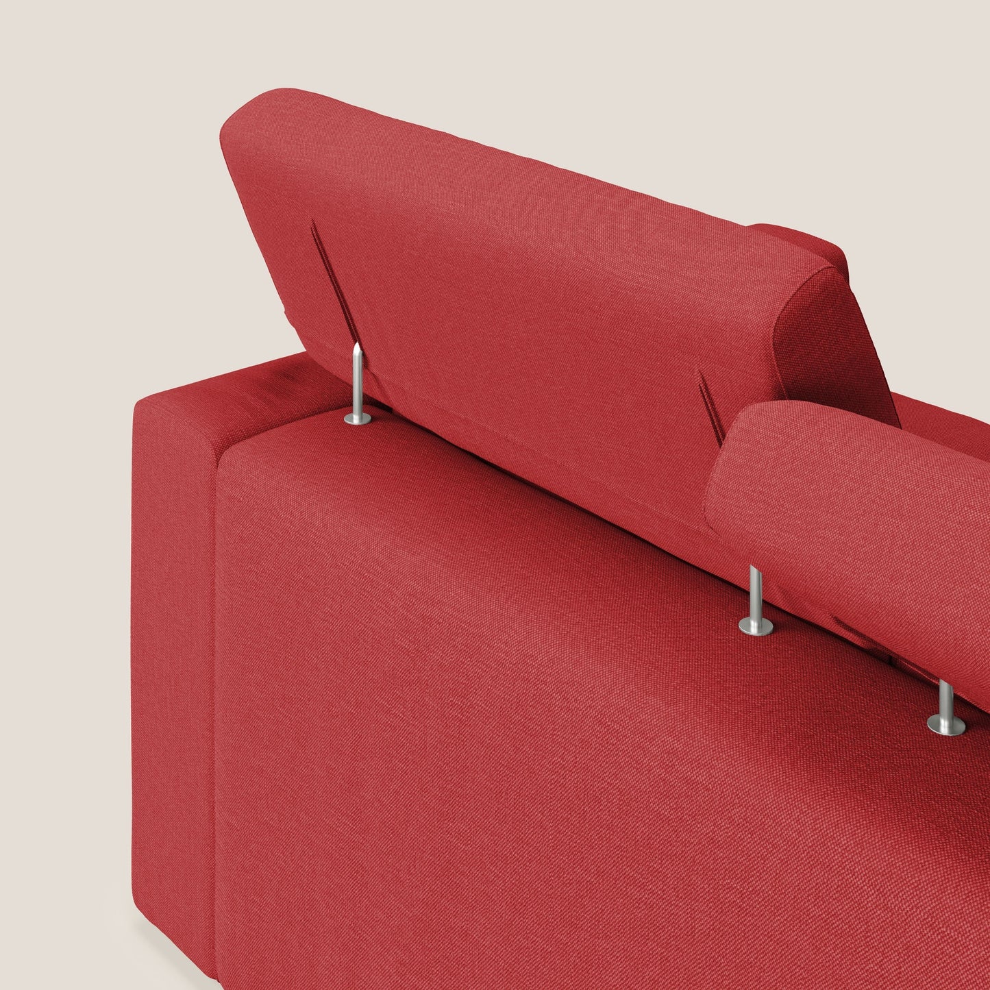 Dylan divano allungabile con pouf estraibile poggiapiedi in tessuto simil cotone impermeabile T13 rosso