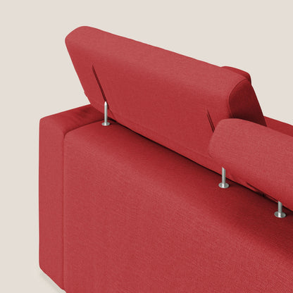 Dylan divano allungabile con pouf estraibile poggiapiedi in tessuto simil cotone impermeabile T13 rosso