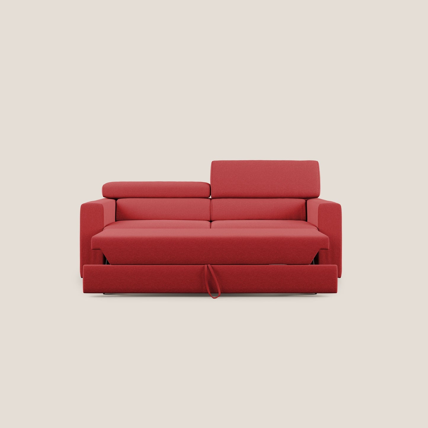 Dylan divano allungabile con pouf estraibile poggiapiedi in tessuto simil cotone impermeabile T13 rosso