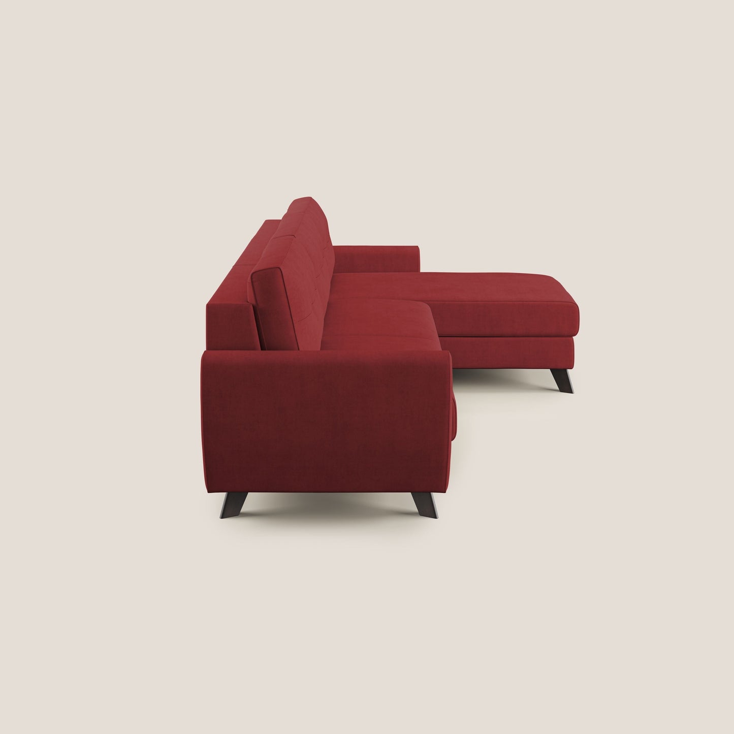 Callisto Divano letto angolare con penisola in tessuto morbido impermeabile T02 rosso