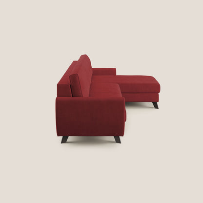 Callisto Divano letto angolare con penisola in tessuto morbido impermeabile T02 rosso