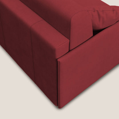 Evans Divano letto angolare con penisola in morbido tessuto impermeabile T02 rosso