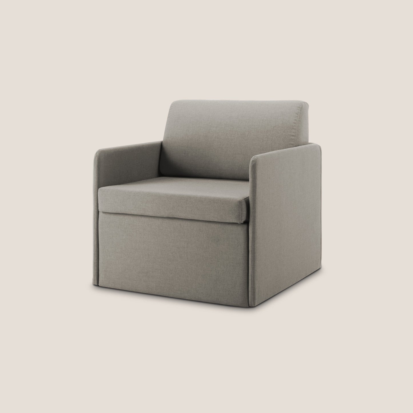 DAG Poltrona letto singolo salvaspazio in TESSUTO impermeabile T13 tortora