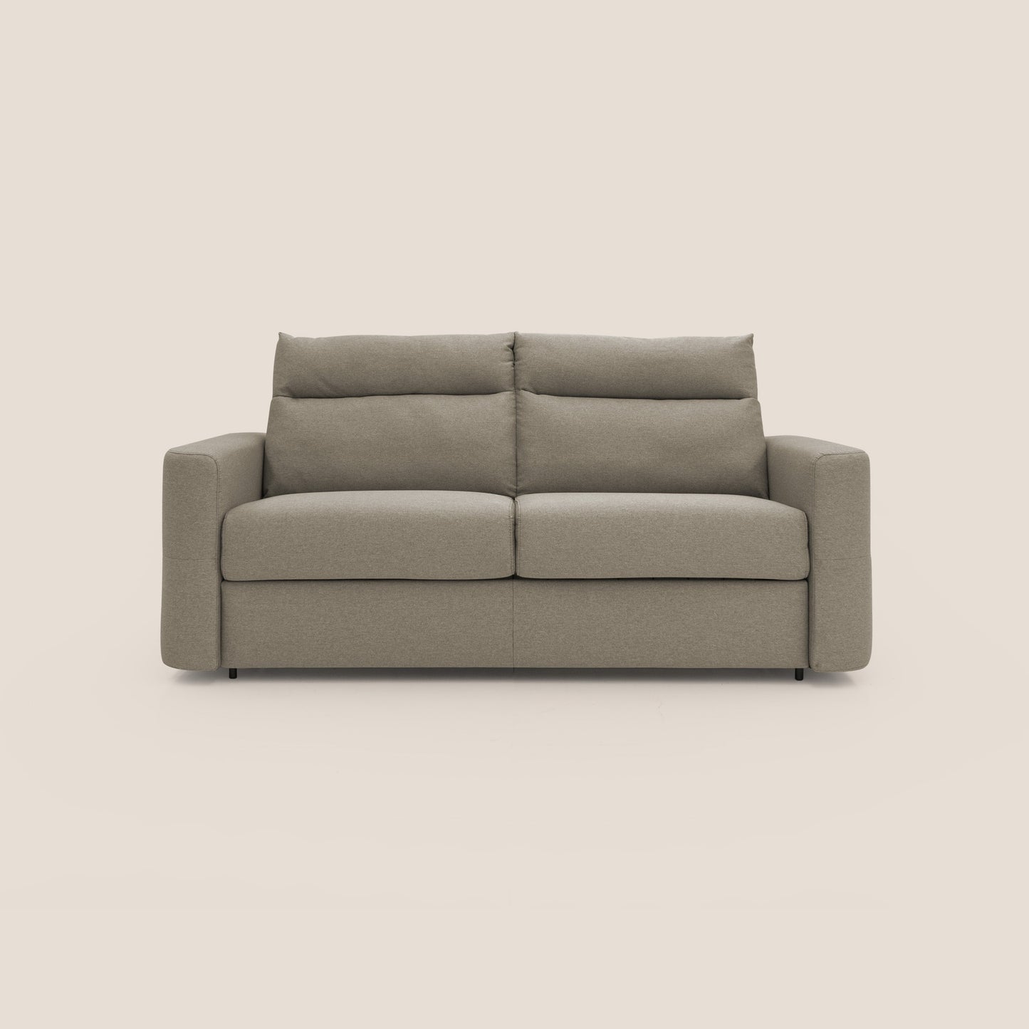 Cupido Divano letto materasso H18 cm e schienale alto in tessuto impermeabile simil cotone T13 tortora