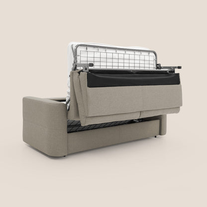 Cupido Divano letto materasso H18 cm e schienale alto in tessuto impermeabile simil cotone T13 tortora