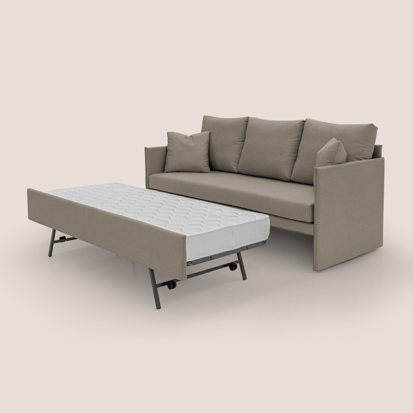 Brera Divano duplex con doppio letto in tessuto simil cotone impermeabile T13 tortora