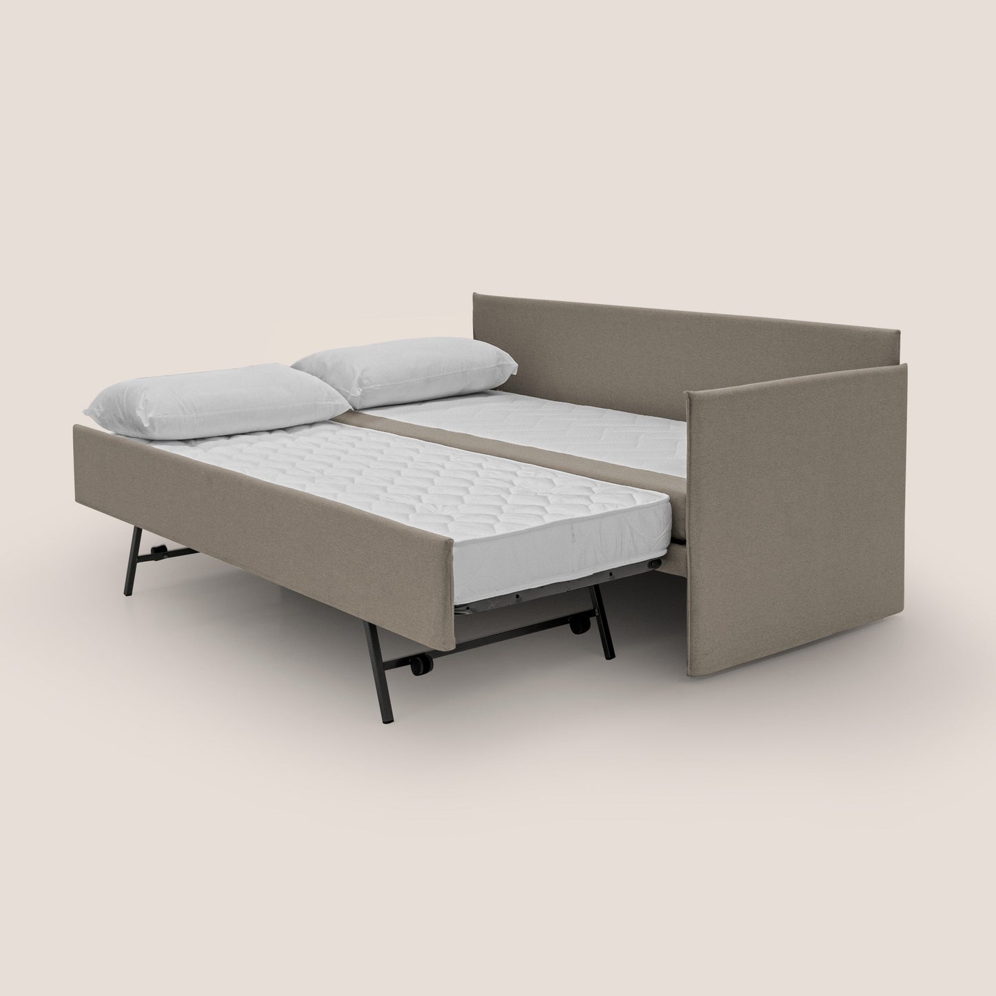 Durini Divano duplex con doppio letto in tessuto simil cotone impermeabile T13 tortora 