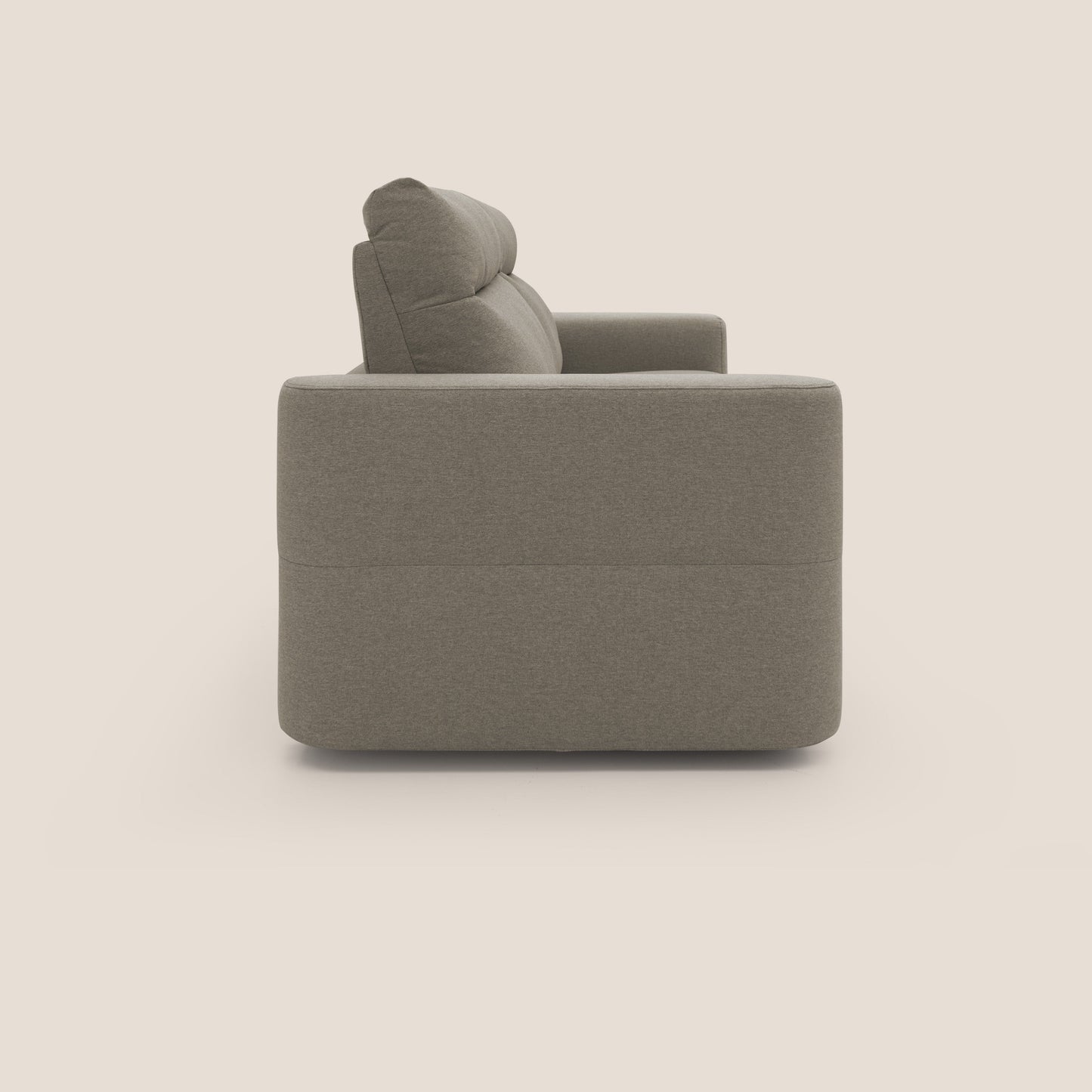 Cupido Divano letto materasso H18 cm e schienale alto in tessuto impermeabile simil cotone T13 tortora