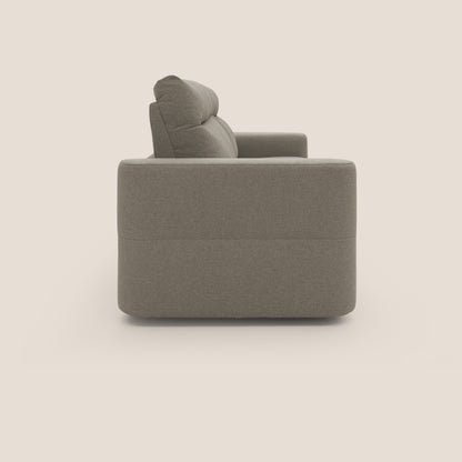 Cupido Divano letto materasso H18 cm e schienale alto in tessuto impermeabile simil cotone T13 tortora