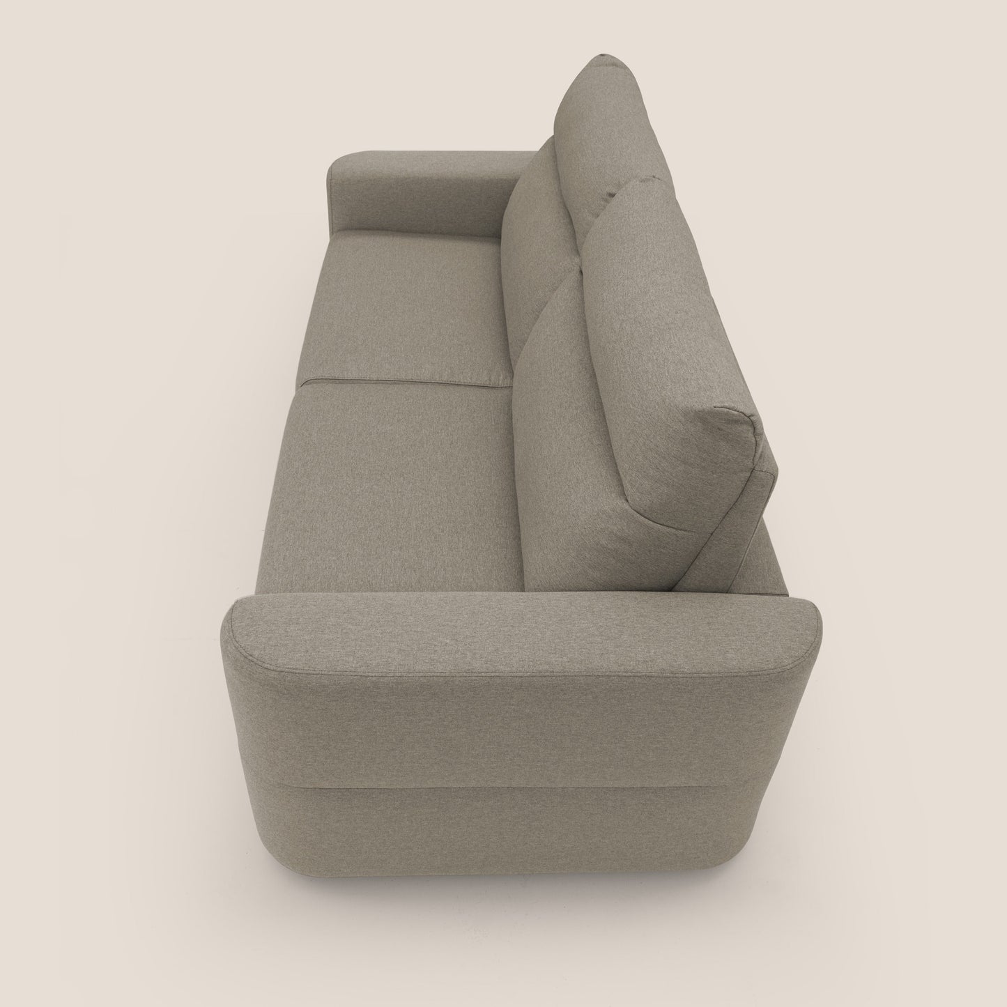 Cupido Divano letto materasso H18 cm e schienale alto in tessuto impermeabile simil cotone T13 tortora