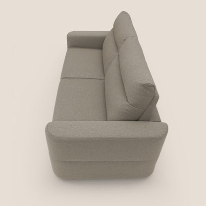 Cupido Divano letto materasso H18 cm e schienale alto in tessuto impermeabile simil cotone T13 tortora