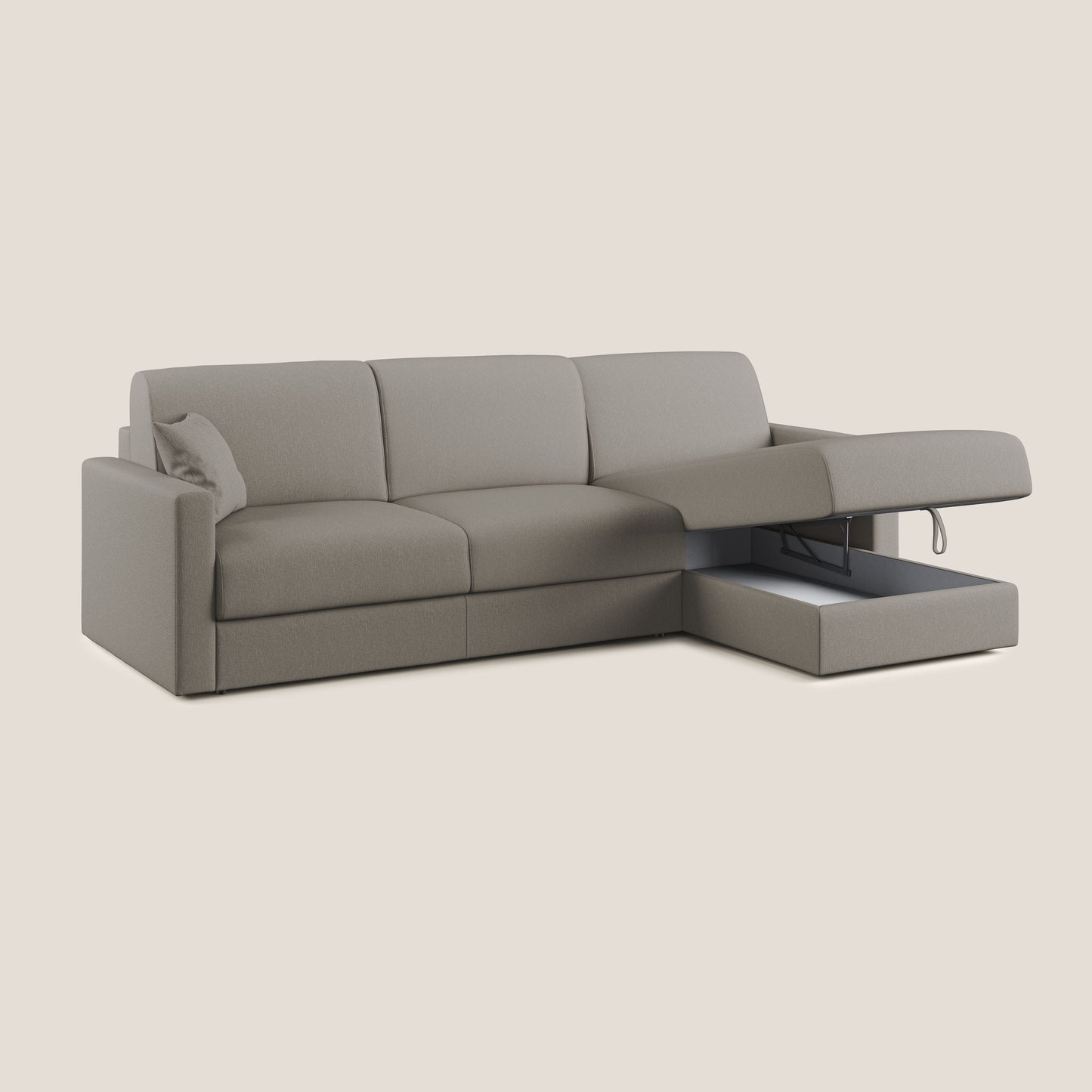 Chris Divano letto angolare 5 posti in tessuto impermeabile T13 tortora