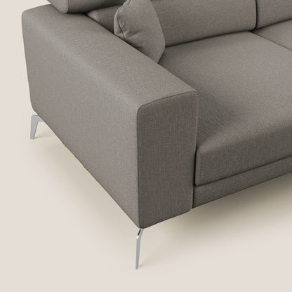 Blade Divano moderno angolare con poggiatesta reclinabili in tessuto impermeabile simil-cotone T13 tortora