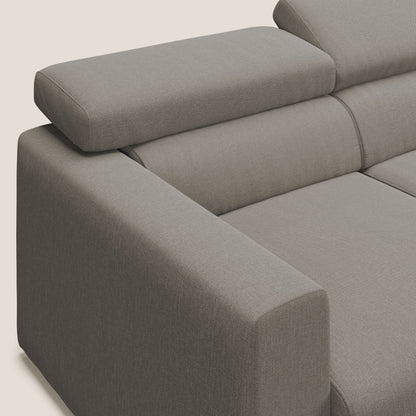 Dylan divano a 3 sedute con pouf estraibile poggiapiedi in tessuto simil cotone impermeabile T13 tortora