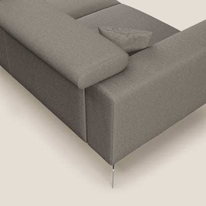 Blade Divano moderno angolare con poggiatesta reclinabili in tessuto impermeabile simil-cotone T13 tortora