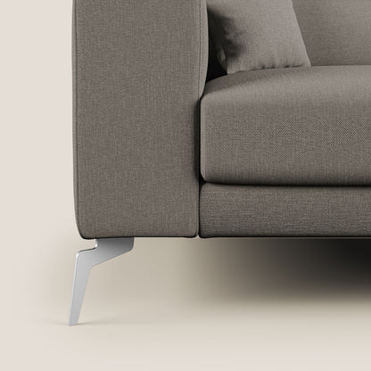 Blade Divano moderno angolare con poggiatesta reclinabili in tessuto impermeabile simil-cotone T13 tortora