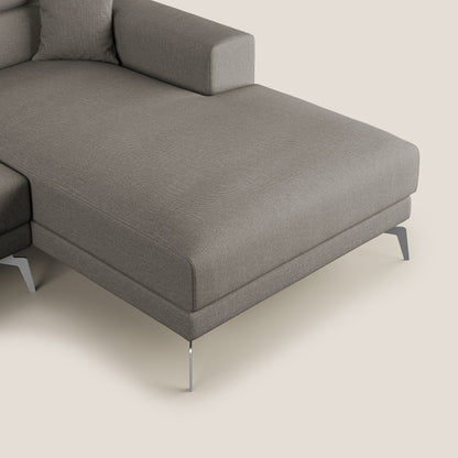 Blade Divano moderno angolare con poggiatesta reclinabili in tessuto impermeabile simil-cotone T13 tortora