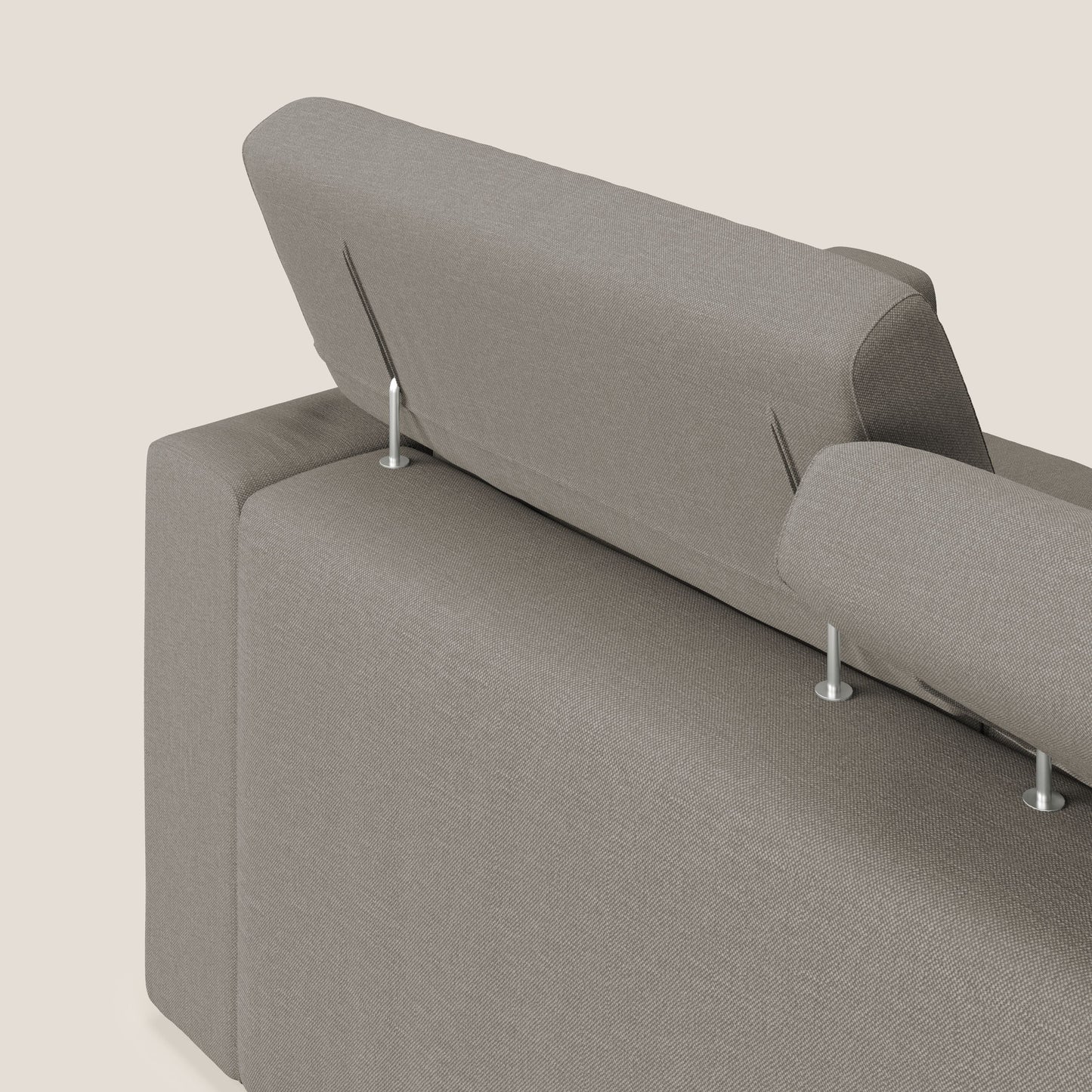 Dylan divano allungabile con pouf estraibile poggiapiedi in tessuto simil cotone impermeabile T13 tortora