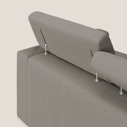 Dylan divano allungabile con pouf estraibile poggiapiedi in tessuto simil cotone impermeabile T13 tortora