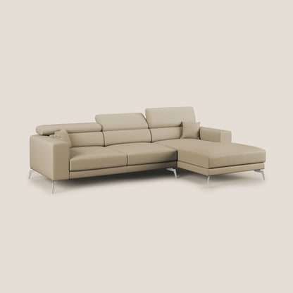 Blade Divano moderno angolare con poggiatesta reclinabili in Ecopelle T04 beige