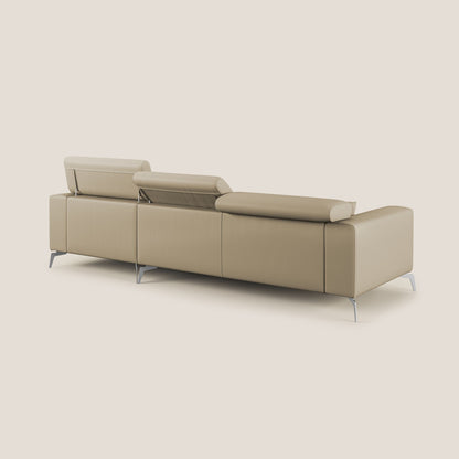 Blade Divano moderno angolare con poggiatesta reclinabili in Ecopelle T04 beige