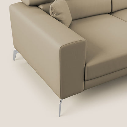 Blade Divano moderno angolare con poggiatesta reclinabili in Ecopelle T04 beige