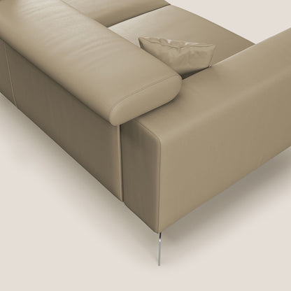 Blade Divano moderno angolare con poggiatesta reclinabili in Ecopelle T04 beige