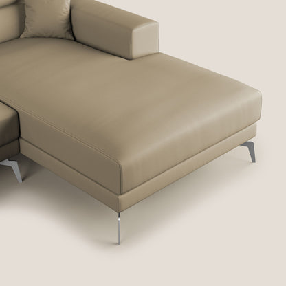 Blade Divano moderno angolare con poggiatesta reclinabili in Ecopelle T04 beige