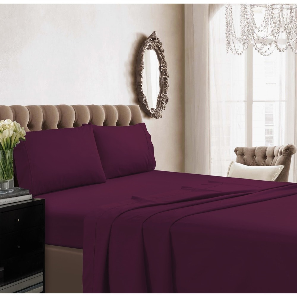 350 TC Extra Cotton Percale Deep Pocket Bed Sheet Set with Oversize Flat