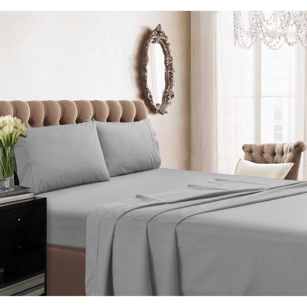 350 TC Extra Cotton Percale Deep Pocket Bed Sheet Set with Oversize Flat