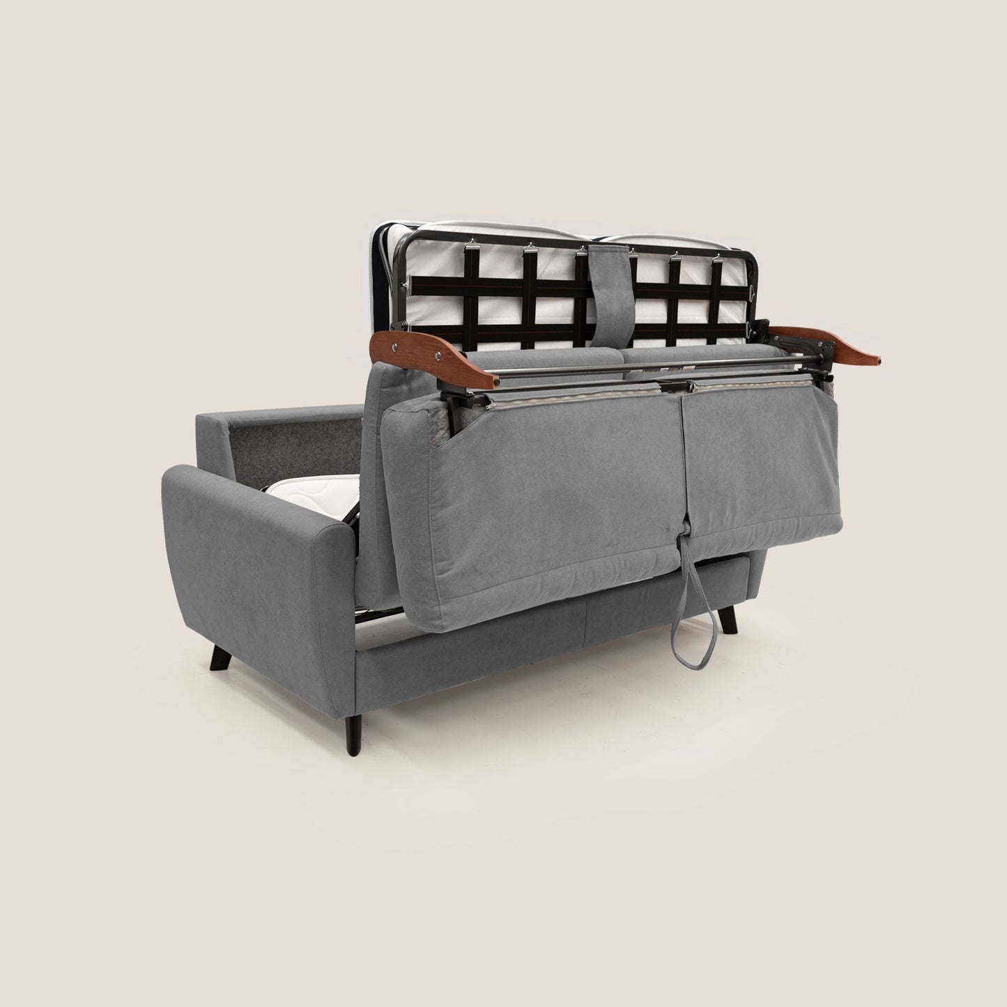 Callisto Divano letto matrimoniale in tessuto morbido impermeabile T02 grigio