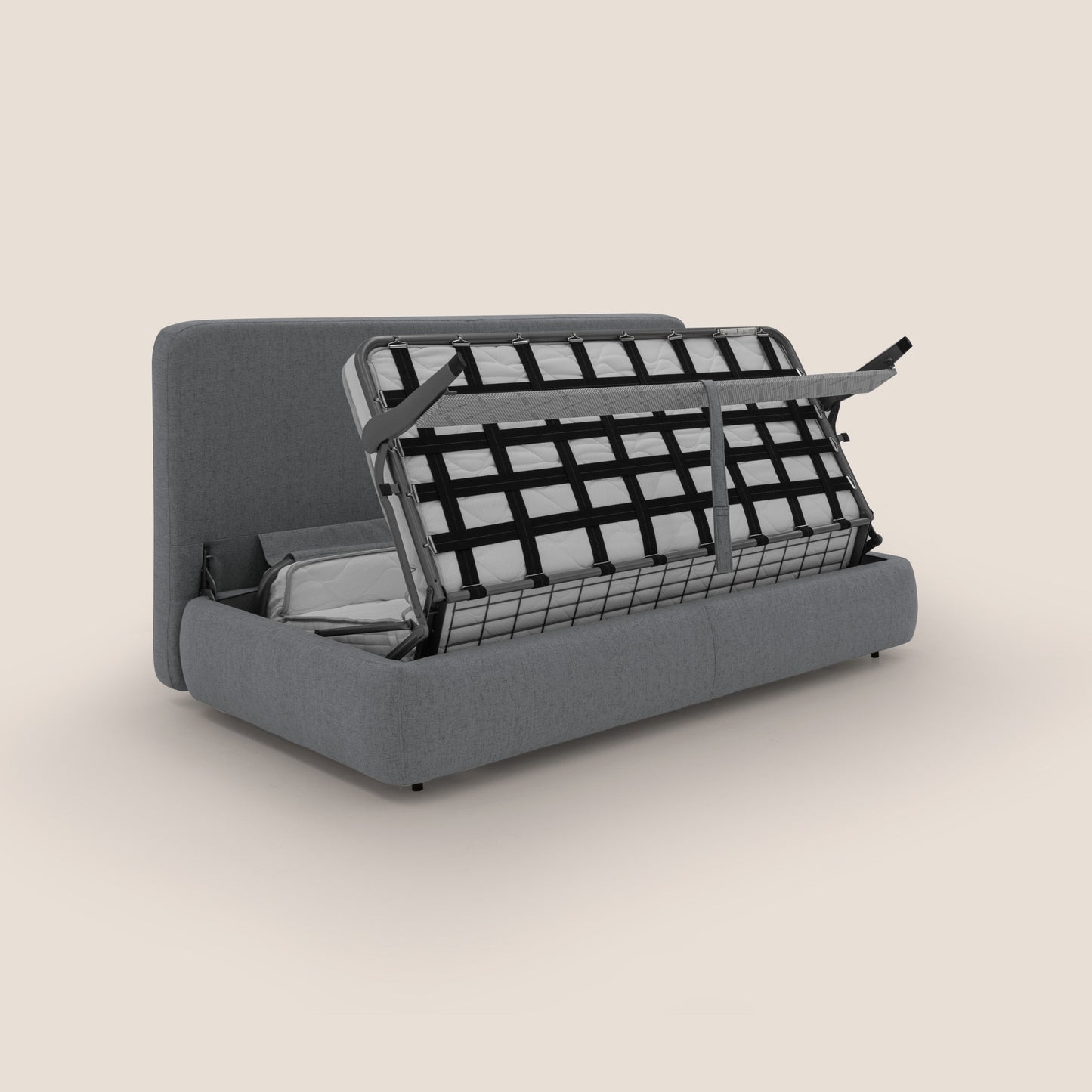 Gransasso Divano letto matrimoniale dal DESIGN innovativo in tessuto impermeabile T03 grigio