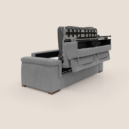 Giunone divano letto con materasso alto 18 cm e poggiatesta reclinabili in tessuto impermeabile T02 grigio 