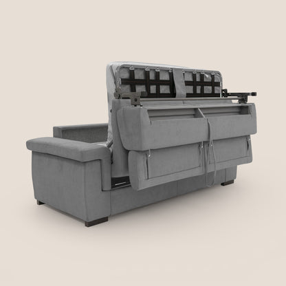 Bjorn divano letto sfoderabile con materasso H18 cm e poggiatesta reclinabili in tessuto impermeabile T02 grigio