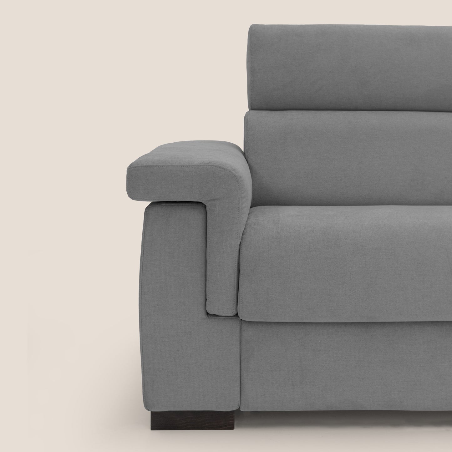 Bjorn divano letto sfoderabile con materasso H18 cm e poggiatesta reclinabili in tessuto impermeabile T02 grigio