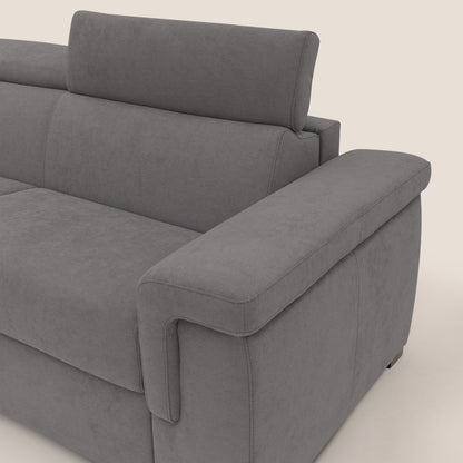 Giunone divano letto con materasso alto 18 cm e poggiatesta reclinabili in tessuto impermeabile T02 grigio 