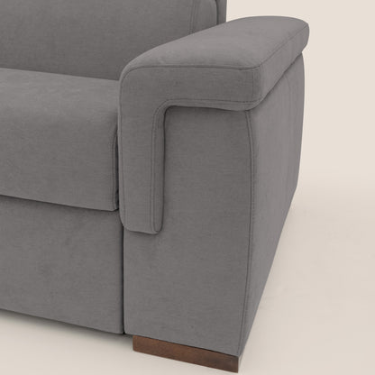 Giunone divano letto con materasso alto 18 cm e poggiatesta reclinabili in tessuto impermeabile T02 grigio 