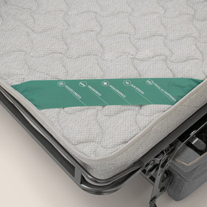 Bjorn divano letto sfoderabile con materasso H18 cm e poggiatesta reclinabili in tessuto impermeabile T02 grigio